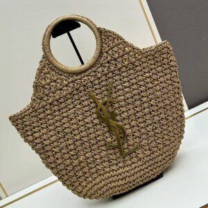 YSL Straw Woven Handbag With Adjustable Strap